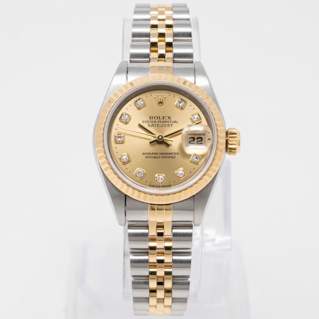 Rolex Lady-Datejust 26 69173 Wristwatch, Champagne Diamond, Jubilee Bracelet, Fluted Bezel