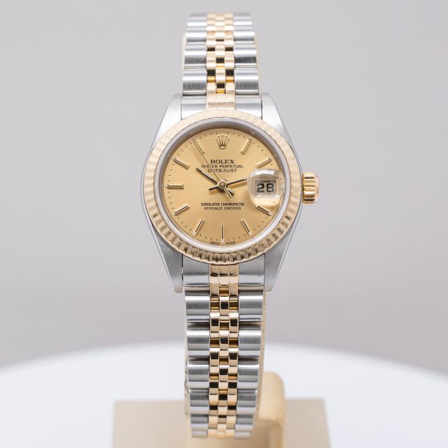 Rolex Lady-Datejust 79173 Wristwatch, Champagne Dial, Jubilee Bracelet, Fluted Bezel