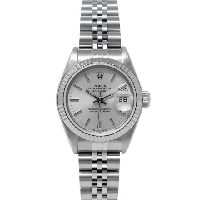 Rolex Lady-Datejust 26 79174 Wristwatch, Jubilee Bracelet, Silver Index Dial, Fluted Bezel