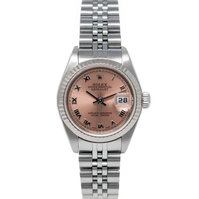 Rolex Lady-Datejust 79174 Wristwatch, Jubilee Bracelet, Rose Roman Dial, Fluted Bezel
