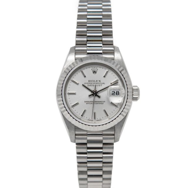 Rolex Lady-Datejust 79179 Wristwatch, President Bracelet, Silver Index Dial, Fluted Bezel