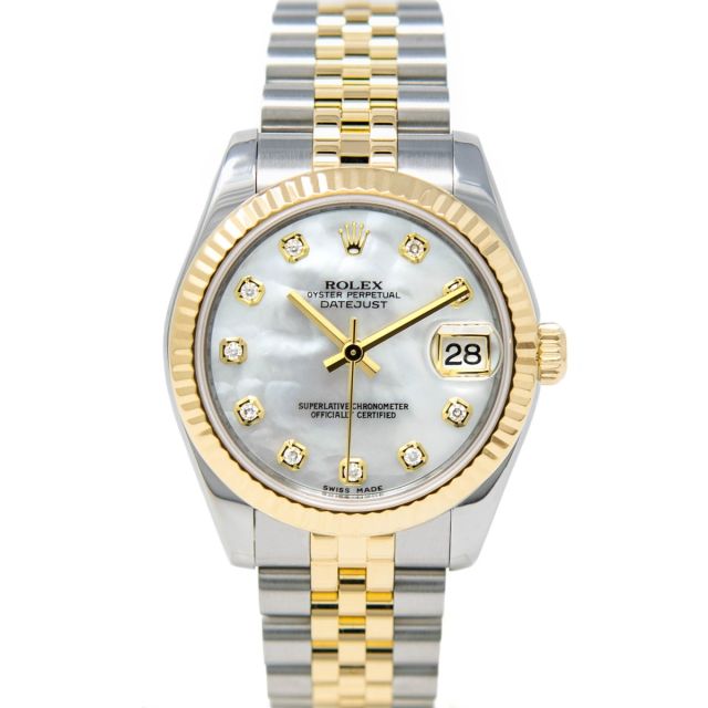 Rolex Datejust 31 178273 Wristwatch, Jubilee Bracelet, Mother of Pearl Diamond Dial, Fluted Bezel