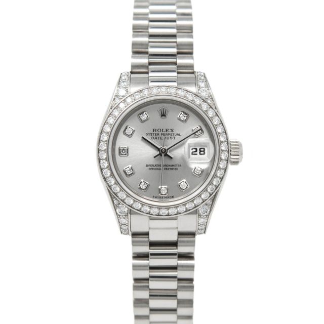 Buy Genuine Used Rolex Lady Datejust 26 179384 Watch Silver Dial SKU 5414
