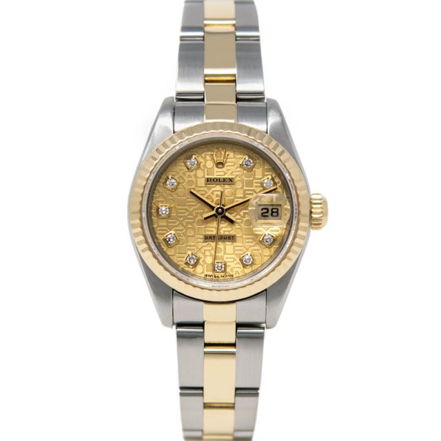 Rolex Lady Datejust 29 69173 Wristwatch, Oyster Bracelet, Champagne Jubilee Diamond Dial, Fluted Bezel