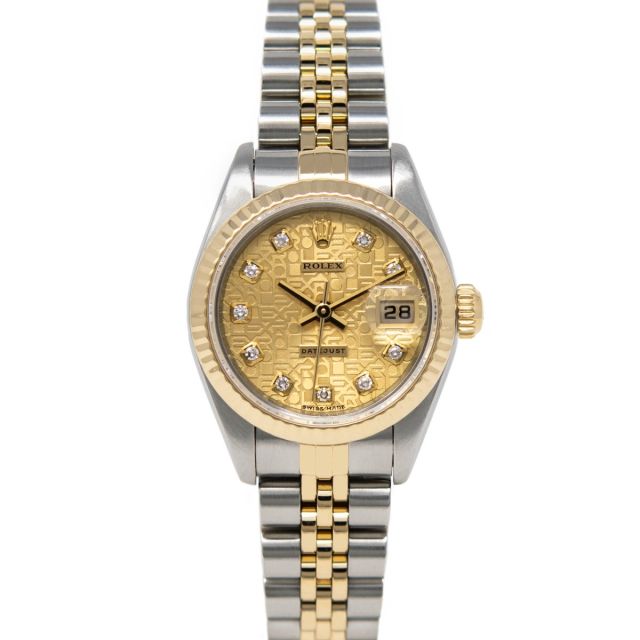 Rolex Lady Datejust 29 69173 Wristwatch, Jubilee Bracelet, Champagne Jubilee Diamond Dial, Fluted Bezel