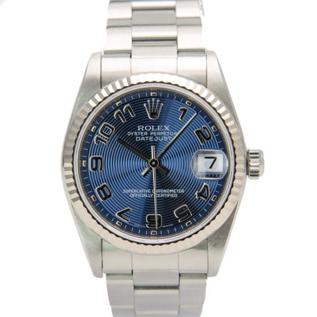 Rolex Datejust 31, Blue Concentric Face, Steel & White Gold, 68274