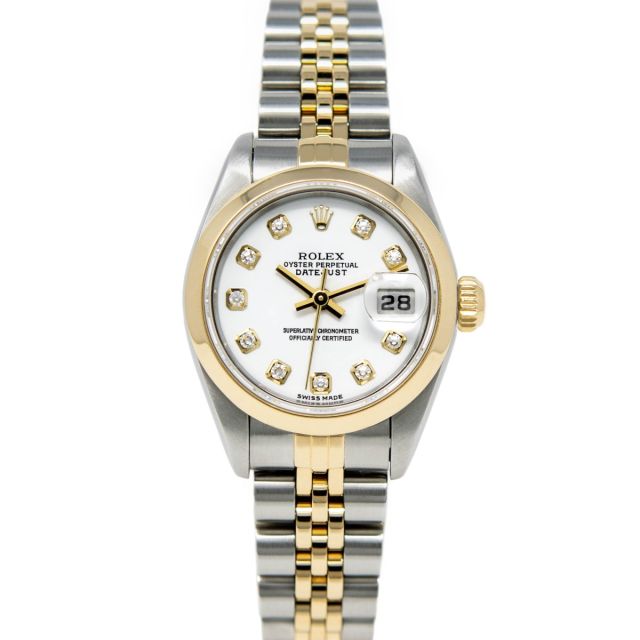 Rolex Lady Datejust 79163 Wristwatch, Jubilee Bracelet, White Diamond Dial, Smooth Bezel