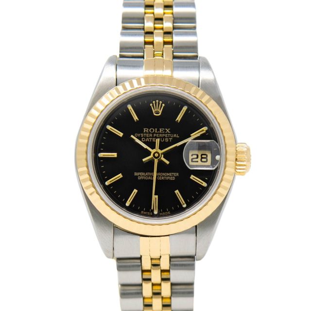 Rolex Lady Datejust 79173 Wristwatch Black Index Face Jubilee