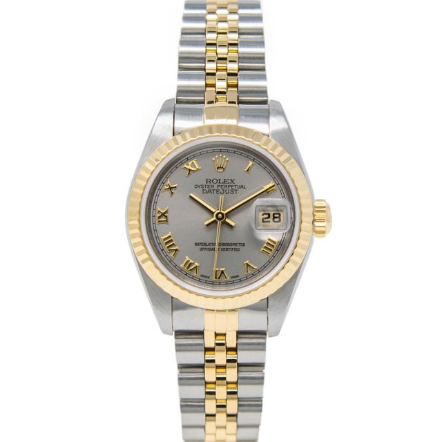 Rolex Lady Datejust 79173 Wristwatch, Jubilee Bracelet, Silver Roman Dial, Fluted Bezel