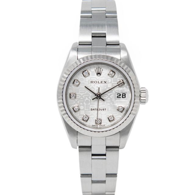 Rolex Lady Datejust 79174 Wristwatch, Oyster Bracelet, Silver Jubilee Diamond Dial, Fluted Bezel