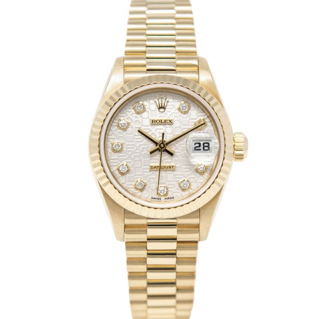 Rolex Lady Datejust 79178 Wristwatch, President Bracelet, Silver jubilee Diamond Dial, Fluted Bezel