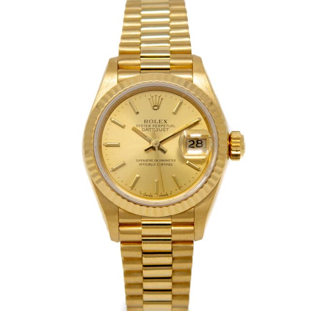 Rolex Lady-Datejust 26, 69178, Yellow Gold, Champagne Dial, President Bracelet, Box Only (Renewed)