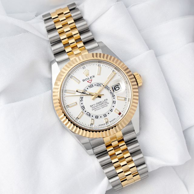 Rolex Sky-Dweller 336933, Steel & Gold, White Dial, Box & Papers