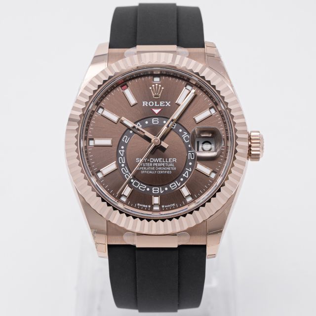Rolex Sky-Dweller 336235 Wristwatch, Chocolate Dial, Oysterflex Bracelet, Fluted Bezel