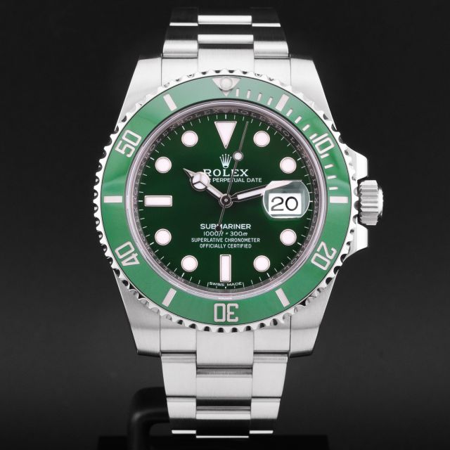 Rolex Submariner Date "Hulk" 116610LV, Steel, Mark III Green Dial, Oyster Bracelet, Renewed