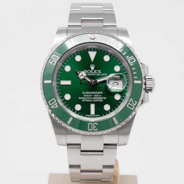 Rolex Submariner Date "Hulk" 116610LV Wristwatch, Stainless Steel, Mark II Green Dial, Oyster Bracelet, Box & Papers