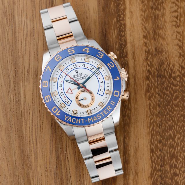 Rolex Yacht-Master II 116681, Steel & Rose Gold, White Dial, Oyster Bracelet