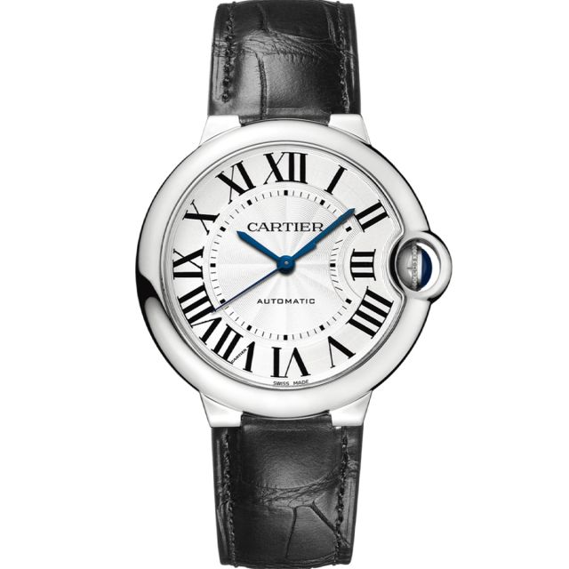 Cartier Ballon Bleu de Cartier WSBB0028 Wristwatch, Silver Dial, Leather Strap