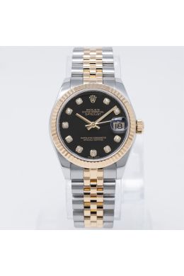 Rolex Datejust 31 178273 Wristwatch, Black Diamond Dial, Fluted Bezel, Jubilee Bracelet