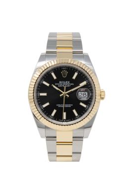 Rolex Datejust 41 126333 Wristwatch, Oyster Bracelet, Bright Black Dial, Fluted Bezel