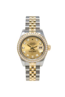 Rolex Lady-Datejust 179383 Wristwatch, Jubilee Bracelet, Champagne Diamond Dial, Diamond Bezel