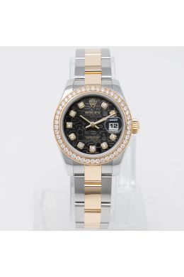 Rolex Lady-Datejust 26 179383 Wristwatch, Black Jubilee Diamond Dial, Oyster Bracelet, Diamond Bezel