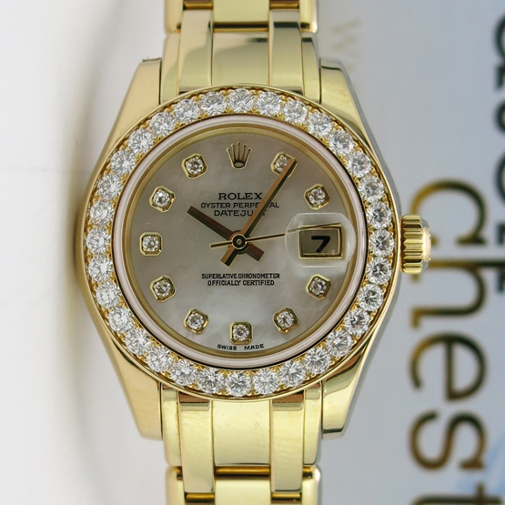 Rolex 29mm Datejust Pearlmaster Gold Mother of Pearl Diamond 80298 ...