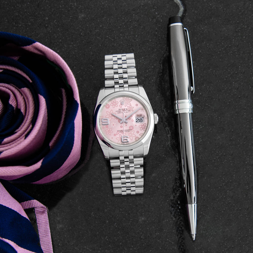 rolex datejust 36 on woman's wrist