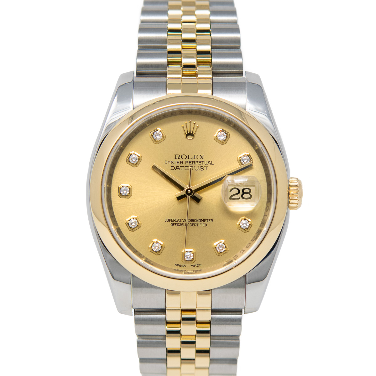 Rolex Datejust 36 116203, Steel & Gold, Champagne Diamond