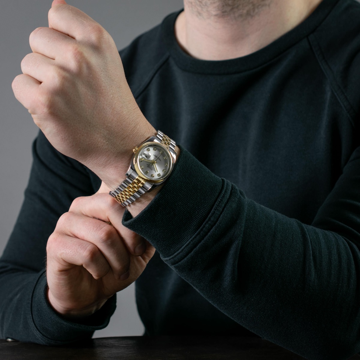 Rolex Datejust 36 116203, Steel & Gold, Silver Diamond Dial