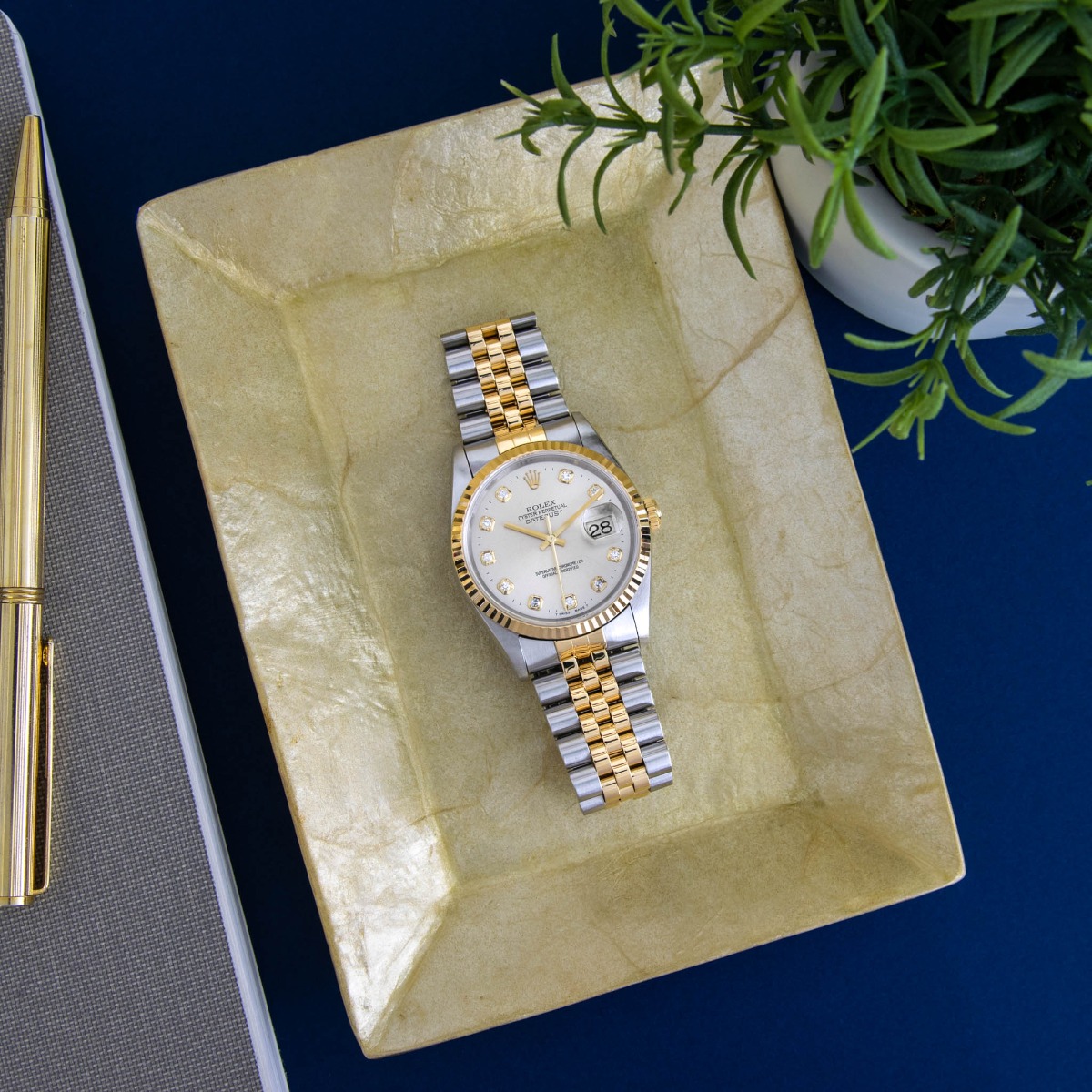Rolex Datejust 36 16233 Gold & Steel Silver Diamond, Jubilee