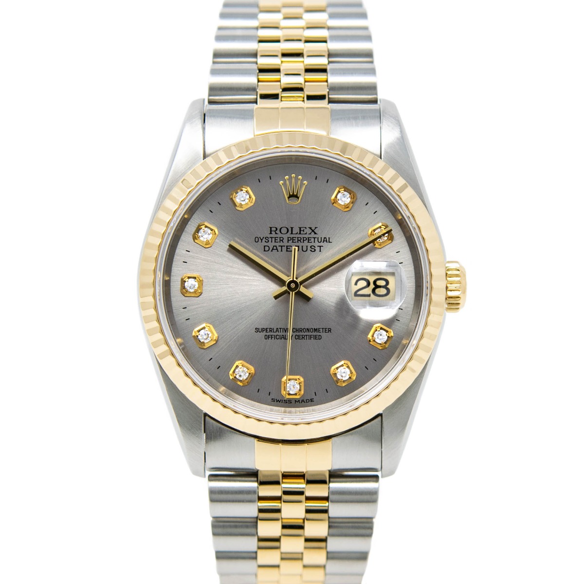 rolex datejust silver and gold