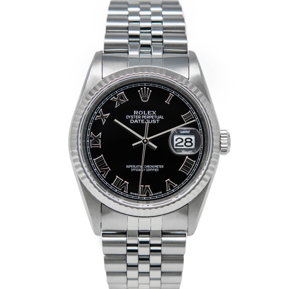 【気質アップ】 36 Datejust Rolex Steel Roman Black 16234 Gold White & ジャケット・アウター
