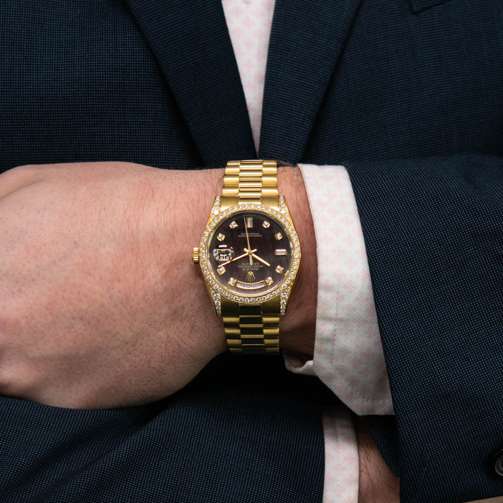 rolex day date on wrist