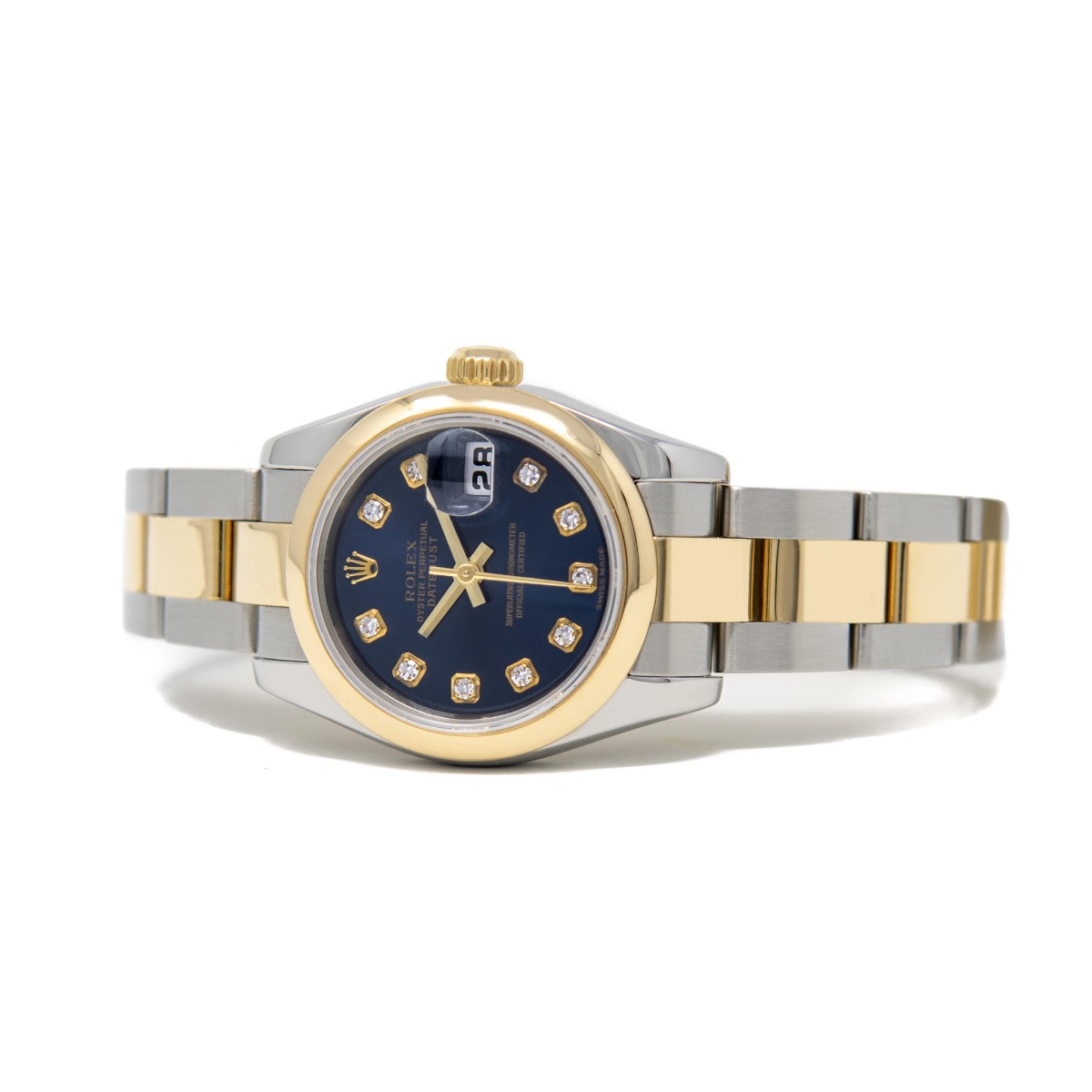 ブルーストライク Rolex Lady-Datejust Gold & Steel 179163 Blue Diamond