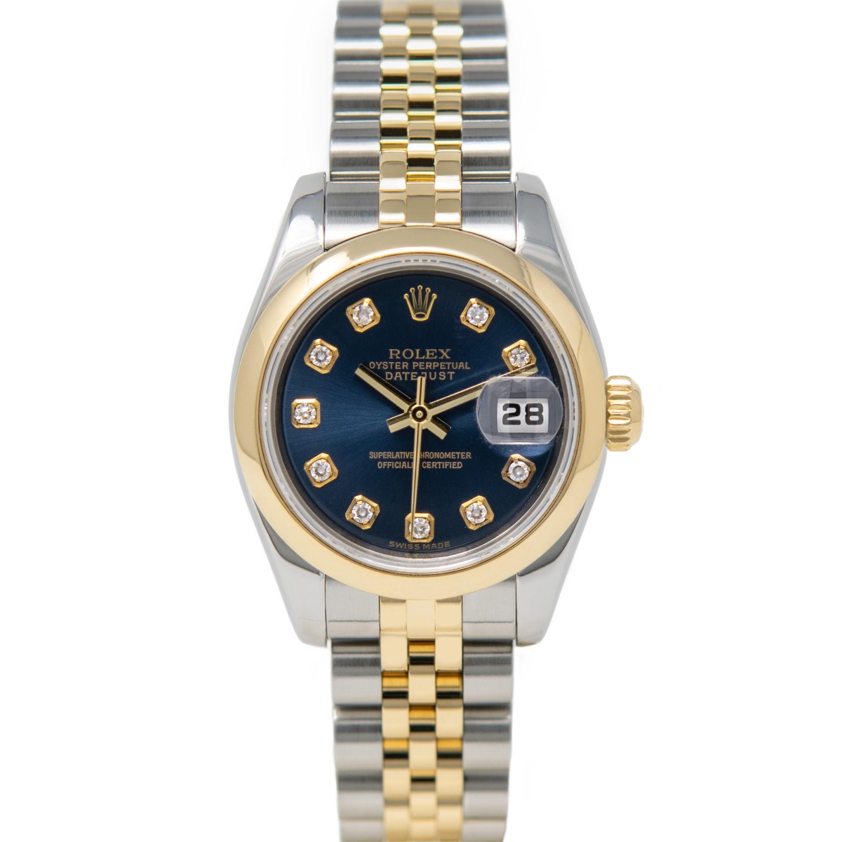 ブルーストライク Rolex Lady-Datejust Gold & Steel 179163 Blue Diamond