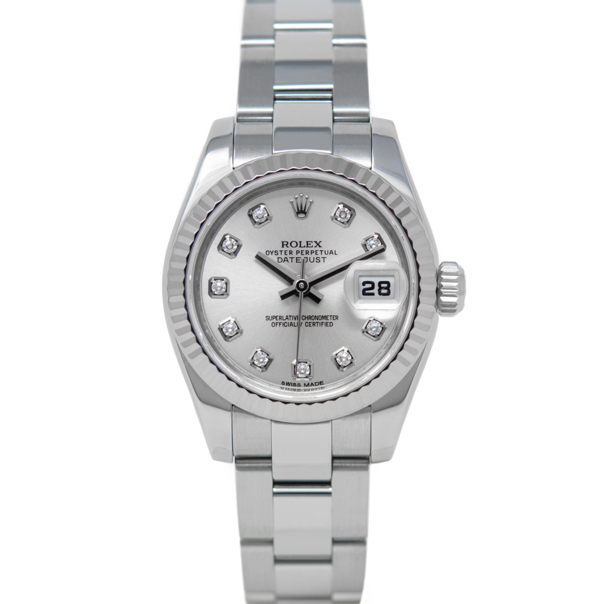 Rolex Lady-Datejust White Gold & Steel 179174 Silver Diamond