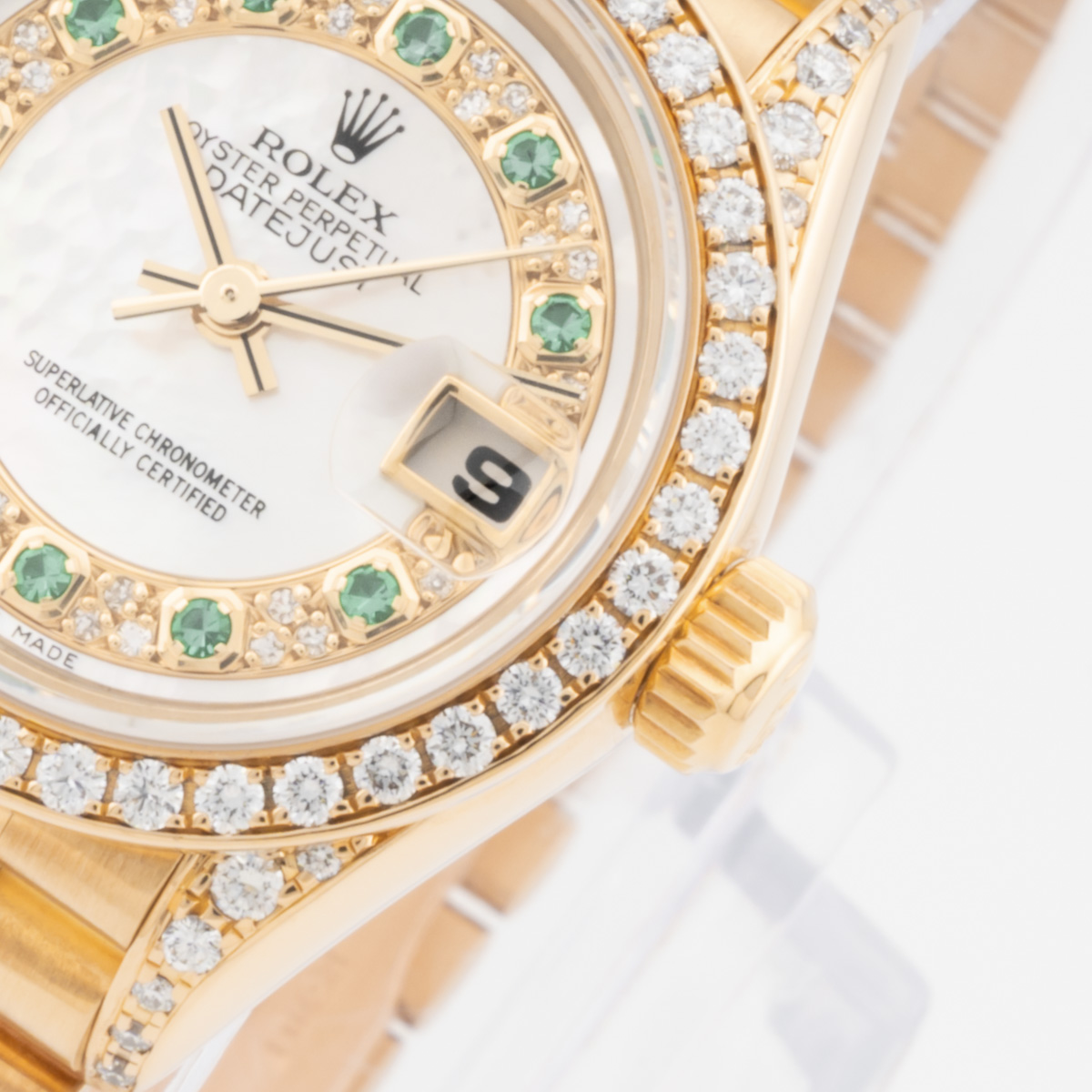 Rolex Lady-Datejust 26 69158, Yellow Gold, Mother of Pearl Emerald