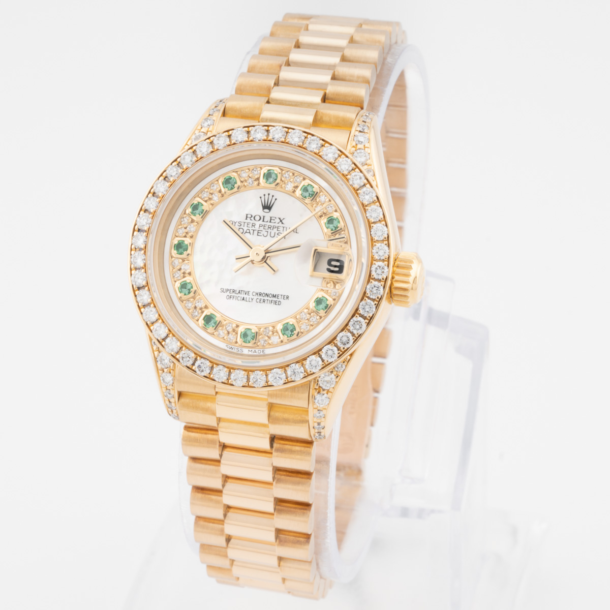 Rolex Lady-Datejust 26 69158, Yellow Gold, Mother of Pearl Emerald