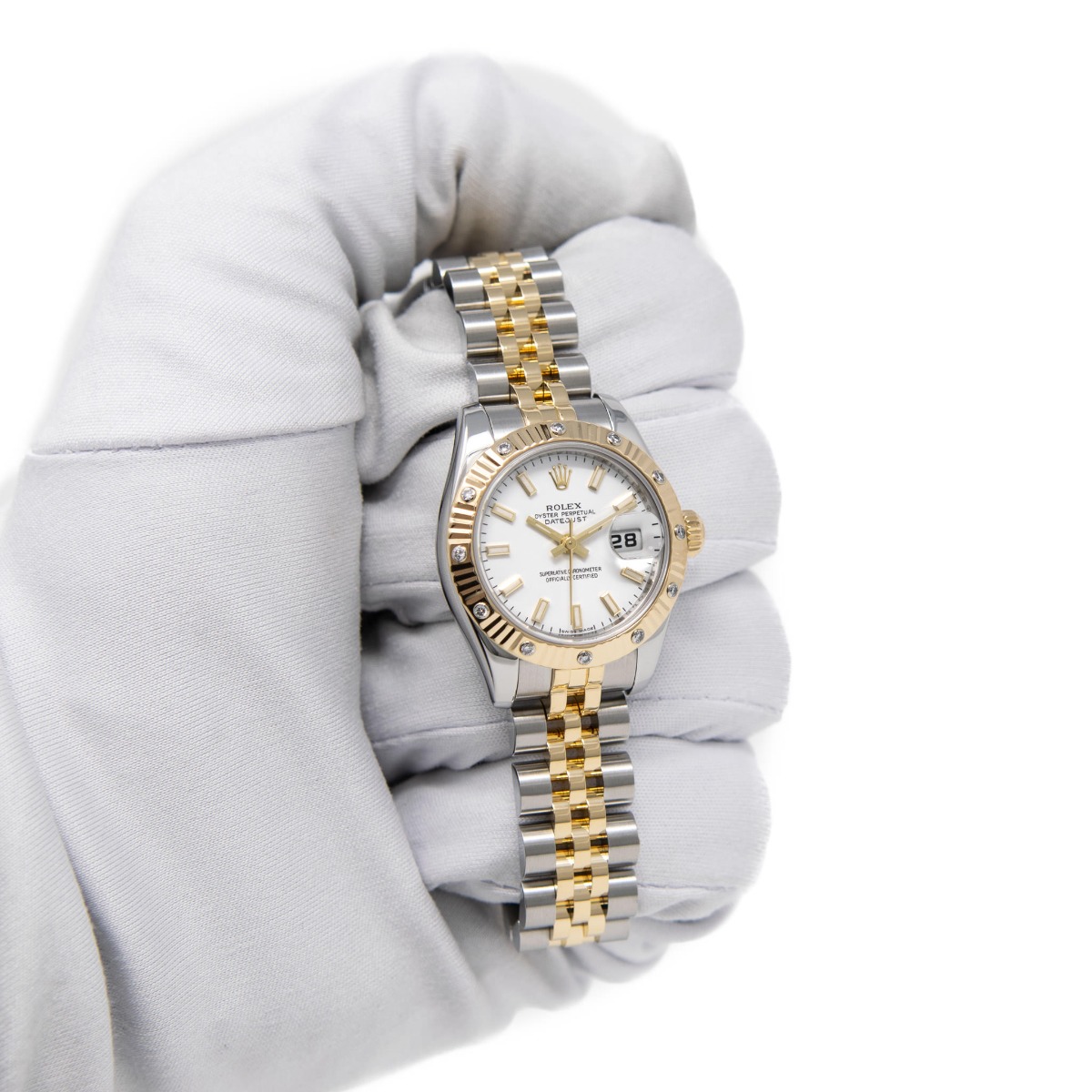 テディ Rolex Lady-Datejust Steel & Gold 179313 White Index, Jubilee