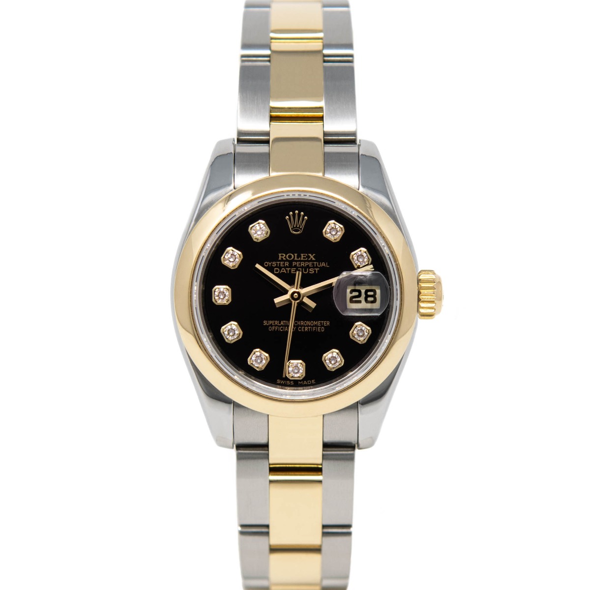lady datejust 26 black dial stainless steel oyster watch