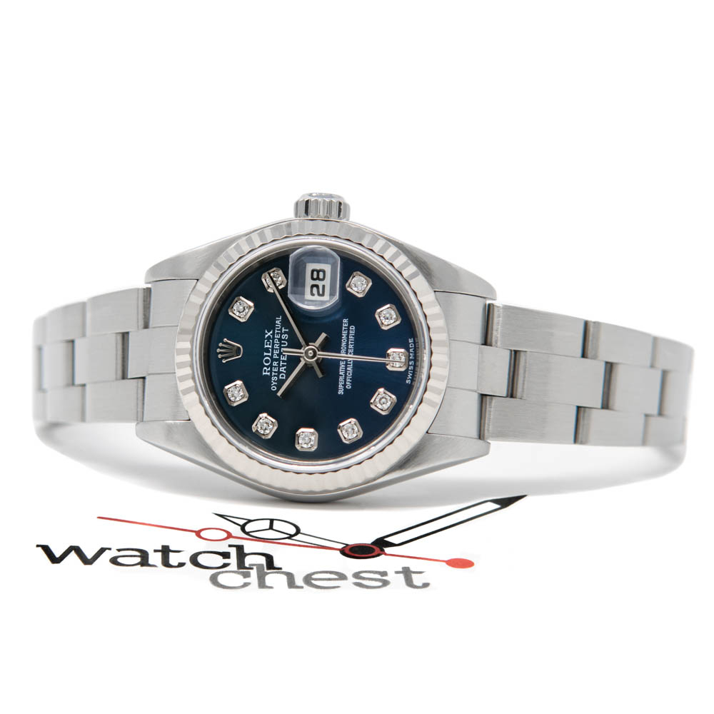 Rolex Women's Lady-Datejust Watch, Blue Diamond Face, Steel & White ...