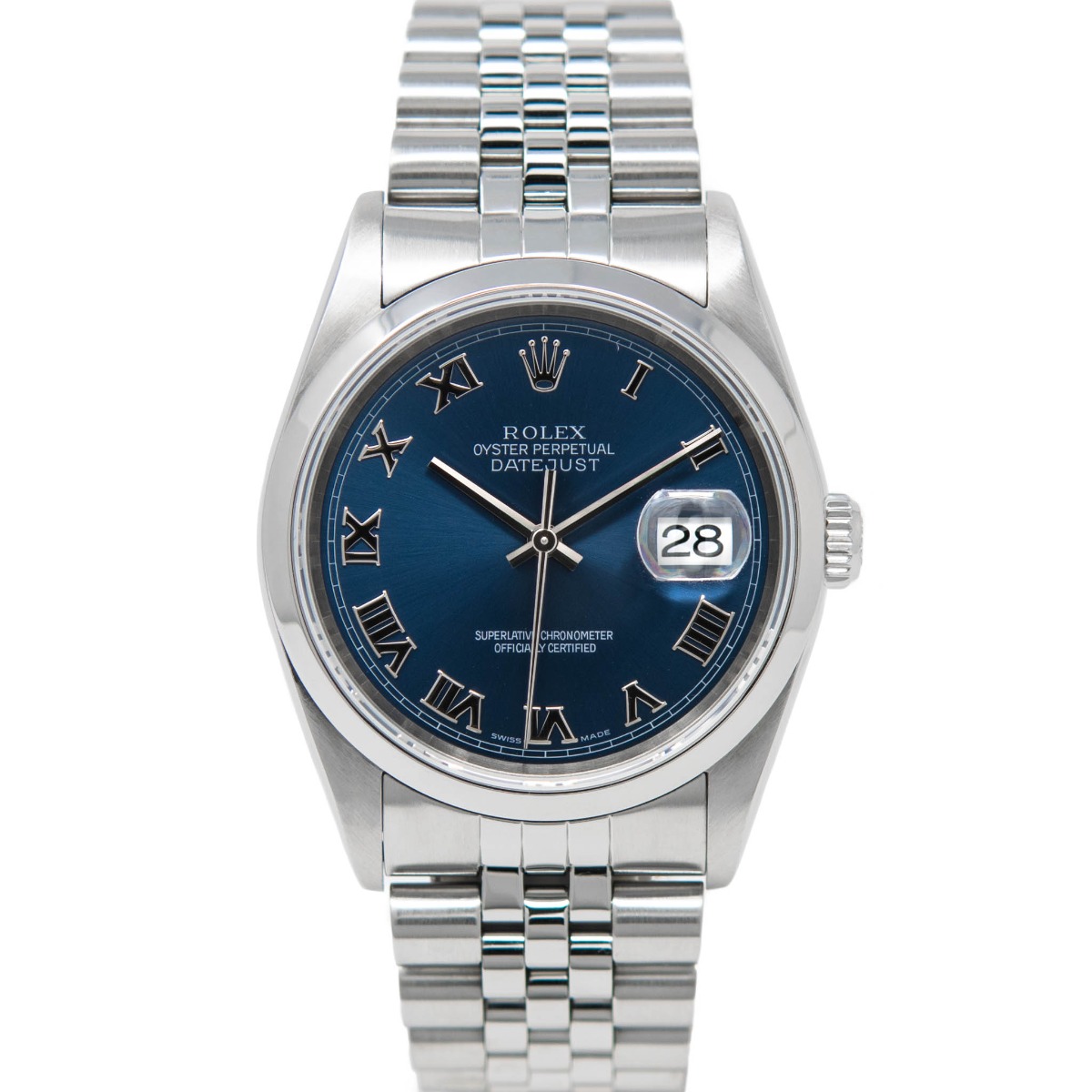 rolex datejust blue leather strap
