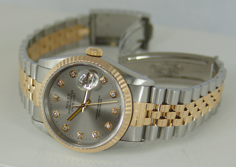 Men's Rolex Two-Tone Stainless Steel 18k Yellow Gold Datejust with Diamond Dial