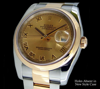 No Holes in new style Rolex case.