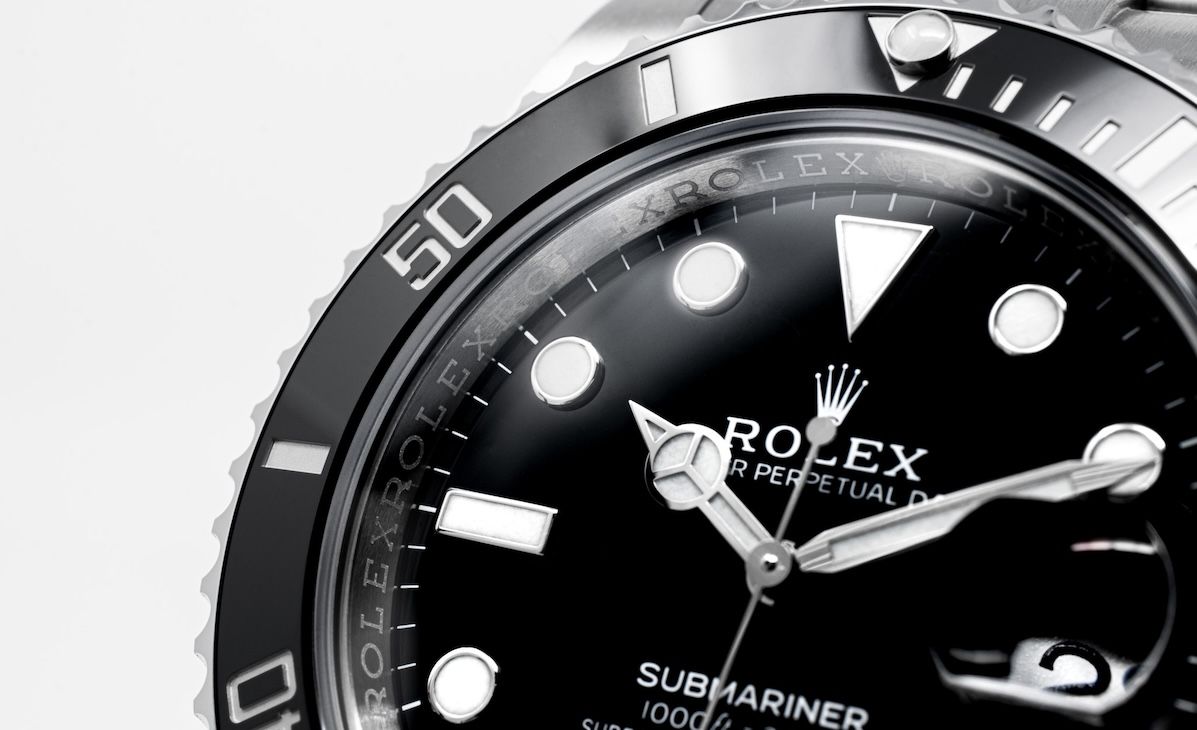 Close up of a Rolex Submariner dial