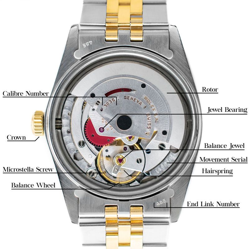 A Diagram of the Rolex Datejust 36 16013 Movement