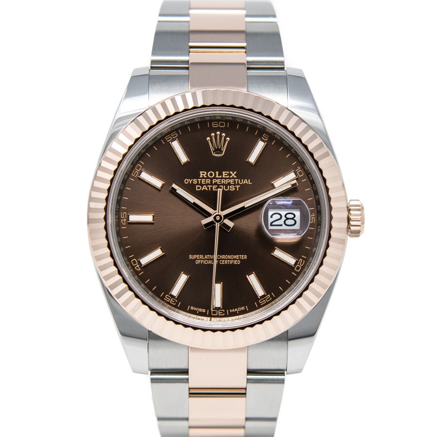 Rolex Datejust 41 126331 in Steel & 18k Rose Gold with a Chocolate Dial A gallery shot of the Rolex Datejust 41 126331 in Steel & 18k Rose Gold with a Chocolate Dial