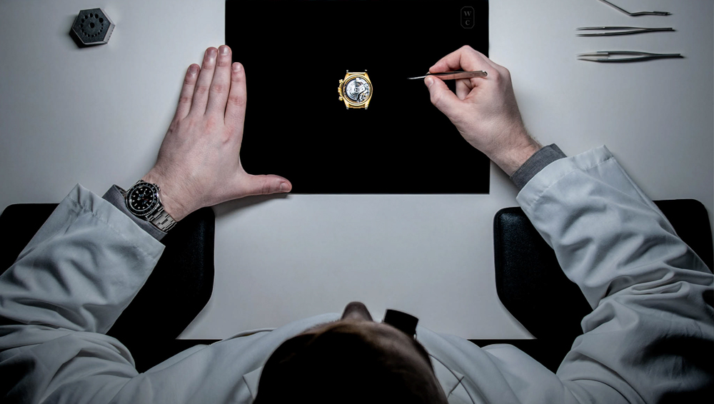 Watch Chest watchmaker servicing a watch