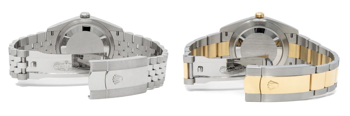 Rolex Datejust Stainless Steel Jubilee Bracelet and the Rolex Datejust Steel & Yellow Gold Oyster Bracelet Rolex Datejust stainless steel Jubilee bracelet, and the Rolex Datejuset two tone Oyster bracelet
